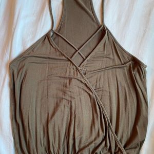 green / olive tank top with cross link - size M